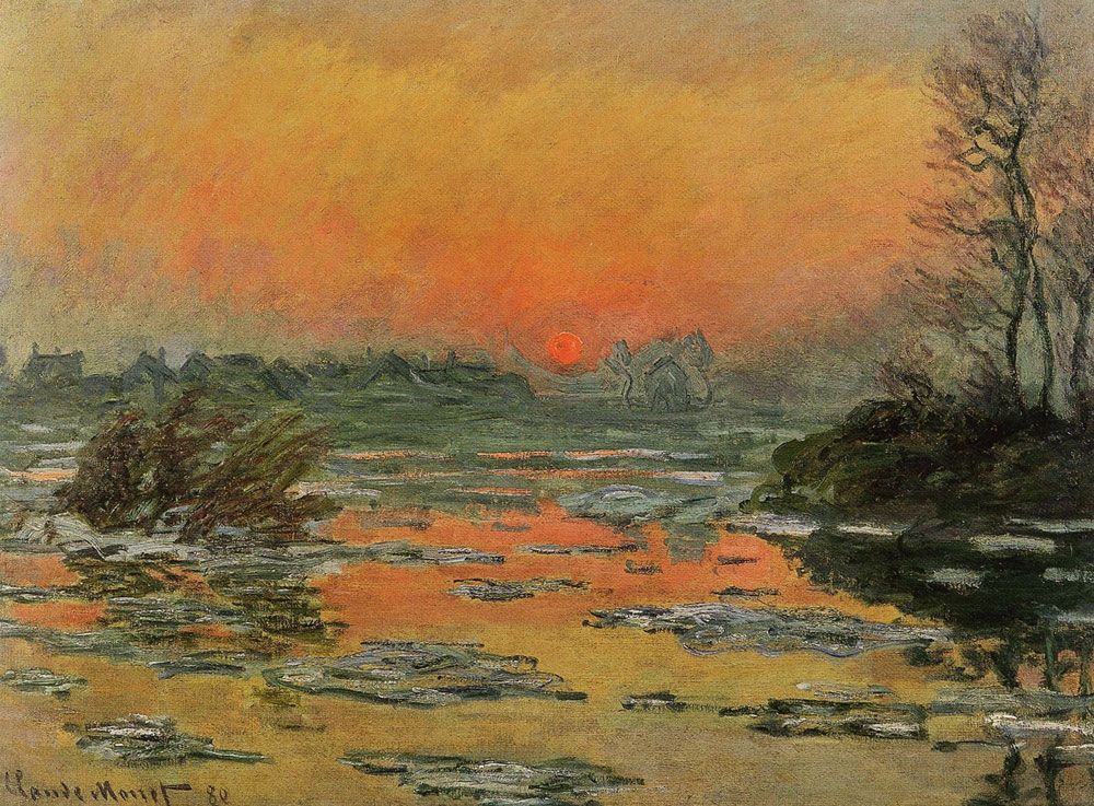 Claude Monet - Sunset on the Seine in Winter
